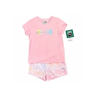 Photo of Puma 2 Piece Pink Graphic Tee & Shorts Set Size 4T New