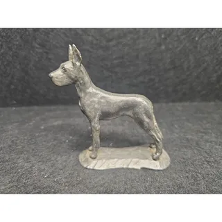 Photo of Vintage Hollow Slush-Cast Heavy Metal Great Dane Figurine – Alert Posture.