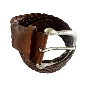 Photo of Michael Kors Boho Western Woven Braided Leather Wide Belt Brown Womens M