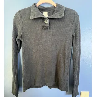 Photo of We The Free by Free People Charcoal Waffle Knit Henley Top long sleeve XS NWOT