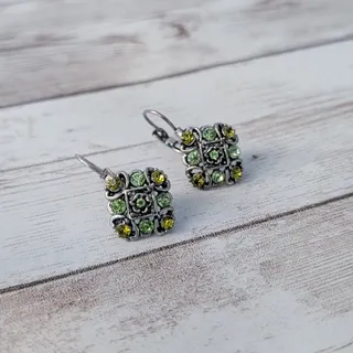 Photo of Dangle Earrings for Pierced Ears - Green Gems