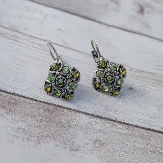 Photo of Dangle Earrings for Pierced Ears - Green Gems