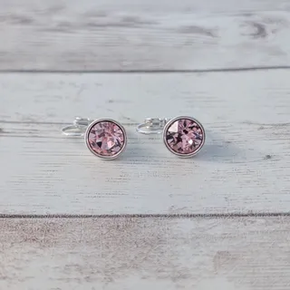 Photo of Pink & Silver Tone Dangle Earrings for Pierced Ears