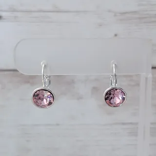 Photo of Pink & Silver Tone Dangle Earrings for Pierced Ears
