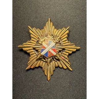 Photo of Vintage Family Crest Brooch Starburst Gold Tone Coat of Arms