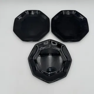 Photo of Vintage Salad Plates in Black Octime by Arcoroc Set of 3, 7.25"