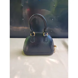 Photo of Black Mini Dome Top Handle Handbag Reptile Print Gold Tone Zipper Small Purse