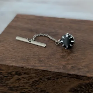 Photo of Vintage Tie Tack / Tie Pin Silver Tone & Black