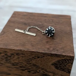 Photo of Vintage Tie Tack / Tie Pin Silver Tone & Black