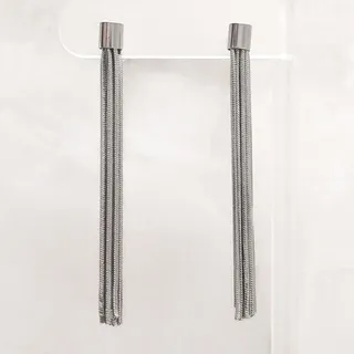 Photo of Multi Strand Tassel Dangle Drop Earrings Silver Tone Stud Earrings Statement