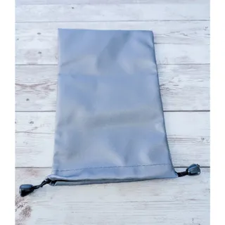 Photo of 7" x 5" Metallic Grey Drawstring Bag - Small Bag / Glasses Bag - New