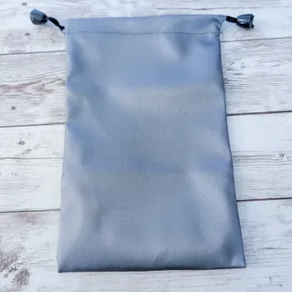 Photo of 7" x 5" Metallic Grey Drawstring Bag - Small Bag / Glasses Bag - New