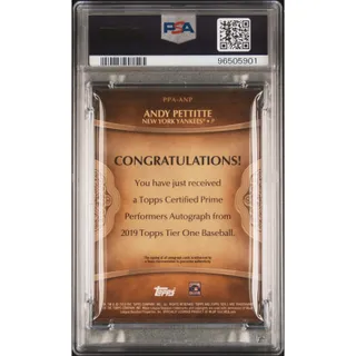 Photo of 2019 Topps Tier One Andy Pettitte P.Performers Autographs Bronze Ink PSA 7 #/25