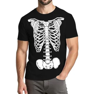 Photo of Xlievo Mens T Shirt L Black Skeleton Graphic Halloween Costume Rib Cage