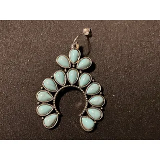Photo of Pink Linen Reconstituted Turquoise Squash Blossom Earrings, New