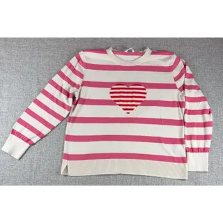 Photo of Time and Tru Pink Striped Heart Sweater XXXL 22 Coquette Valentine Knit