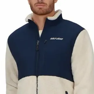 Photo of New Ski-Doo Mens Size XL Navy Cream Full Zip Teddy Fleece Jacket