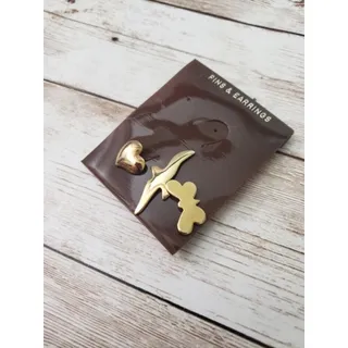 Photo of Set of 3 Gold Tone Pins Heart, Bird, Butterfly