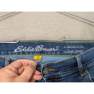Photo of Eddie Bauer Blue Jeans Size 12 Slightly Curvy Slim Straight -0826H91