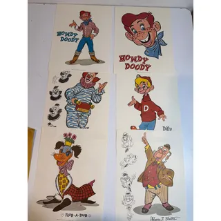 Photo of Rare Lot 6 vtg HOWDY DOODY Characters Promo Comic Art Prints NBC TV 8.5"x 11"
