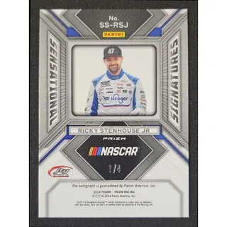 Photo of 2024 Panini Prizm Ricky Stenhouse Jr Sensational Signatures Blue Shimmer FOTL /4