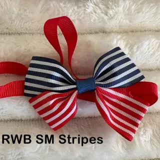 Photo of Pet Dog Cat RWB Stripes Bow Ties USA 4th of July 250th Independence Day NEW
