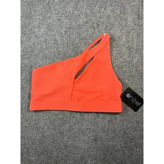 Photo of Onzie Sutra Bra Ribbed One Shoulder Sports Bra Peach Coral M/L NWT