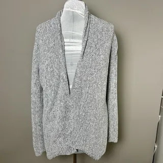 Photo of NIC+ZOE Marled Open Front Cardigan Sweater Gray Heather Pockets Size L