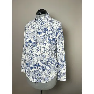 Photo of Vavonne Blue White Toile Blouse S Button Up Cottagecore French Vintage Style