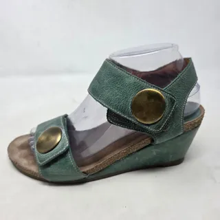 Photo of Taos Green Teal Leather Wedge Comfort Sandals Women’s Size 7.5