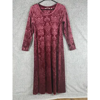 Photo of Soft Surroundings Velvet Maxi Dress Womens Size PXS Burgandy Damask Romantic