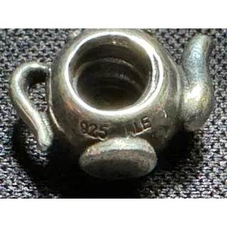 Photo of Pandora Sterling Silver 925 ALE Teapot Charm with 14k Gold Flower 790250