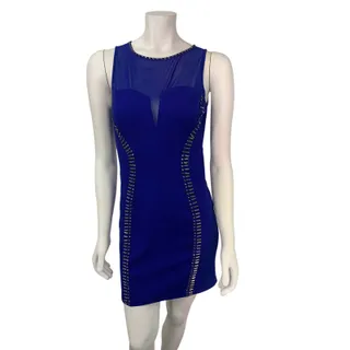 Photo of Whyte Eyelash jeweled bodycon dress sheer mesh sleeveless mini small