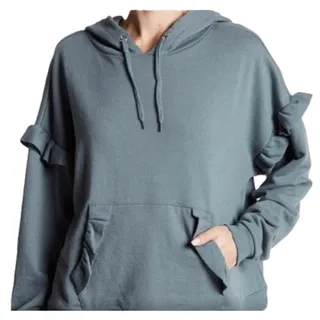 Photo of Romeo & Juliet soft teal blue ruffle oversized pullover hoodie Medium
