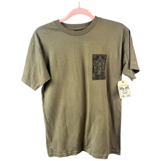 Photo of Obey army green black reaper short sleeve tee shirt 100% cotton small NWT