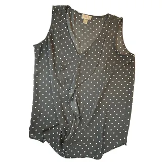 Photo of LOFT Outlet Polka Dot Ruffle Sleeveless Blouse Women’s M Gray White