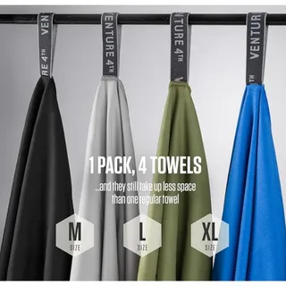 Photo of 4pc Lightweight Quick Dry Towels. Microfiber Travel Towels, Easy to Pack- Medium