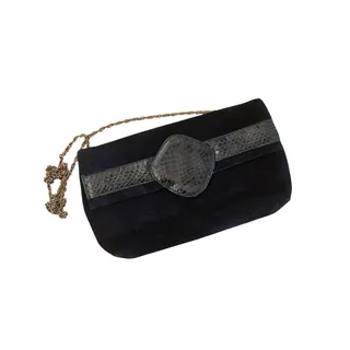 Photo of Ruth E. Saltz Black Suede Envelope Bag with Chain Strap