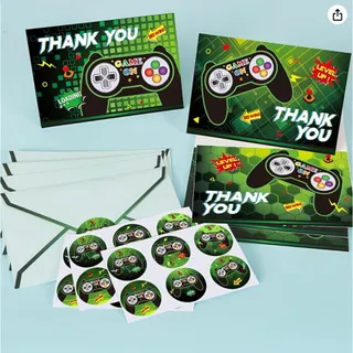 Photo of 24 Video Game Thank You Cards with Envelopes Stickers for Gamer Birthday Party