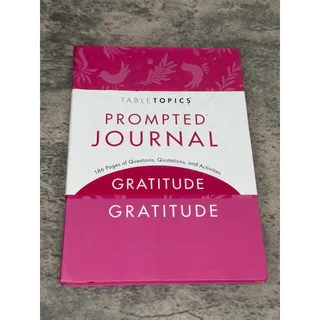Photo of TableTopics Gratitude Prompted Journal, Reflection Notebook for Wellness- Pink