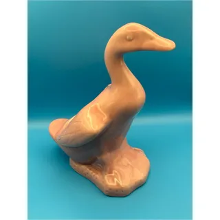 Photo of Vintage Light Pink Ceramic Duck Shaped Planter, Goose Shaped Decorative Pot