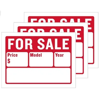 Photo of 3-Pack Large Customizable 'Car For Sale' Signs, Weatherproof Plastic