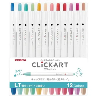 Photo of Zebra Clickart Water-Based Pen Bright Light 12 Colors Set, Wyss22-12Ct