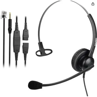 Photo of Office Headset with RJ9 Jack for Cisco Phone with Mic Noise Cancelling, Black