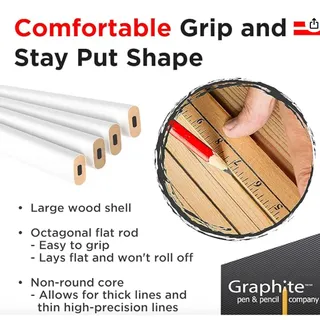 Photo of GRAPHITE Hard Lead Carpenter Pencils #2 (HB)- (70) Pieces - White