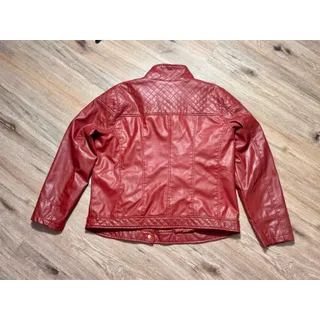 Photo of Fresh New York Red Faux Leather Moto Jacket Womens XL Quilted Biker Gold Zip
