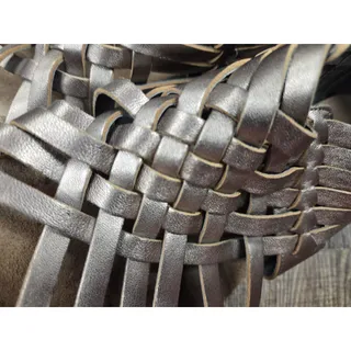 Photo of Chocolat Blu Vivienne Metallic Leather Woven Strappy Sandals Shoes US Size 9