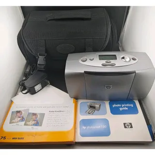 Photo of HP Photosmart 130 Compact Photo Printer Tested Working Bundle New Ink Cartridge