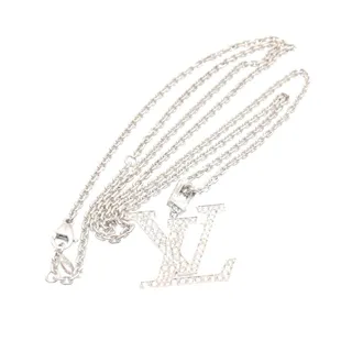 Photo of Louis Vuitton White Gold Diamond Pandantif LV XL Necklace Silver