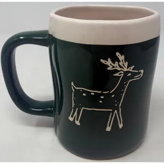 Photo of Rae Dunn Artisan Collection by Magenta Merry Christmas Green Cream Reindeer Mug